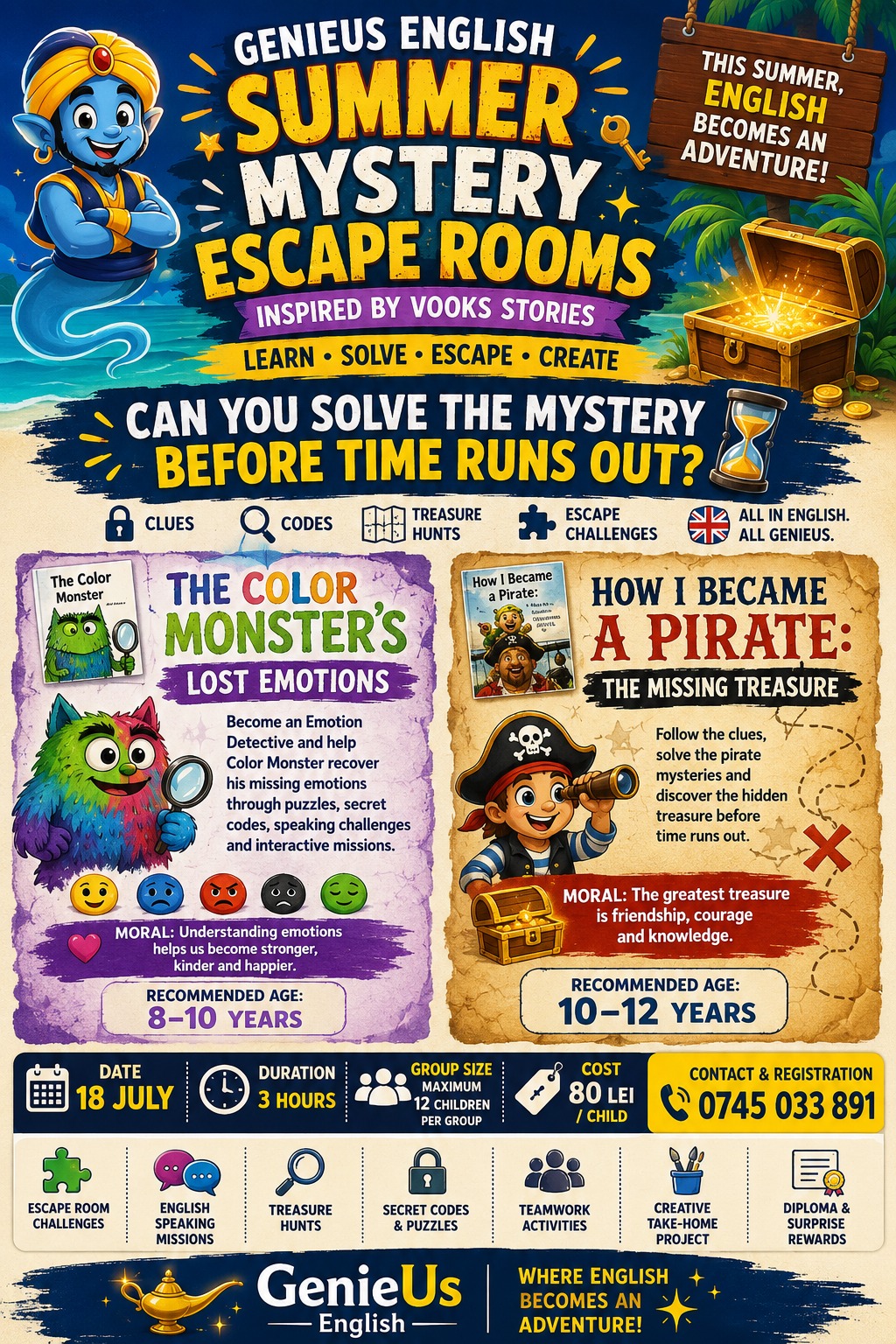 July GenieUs English Summer Mystery Escape Rooms